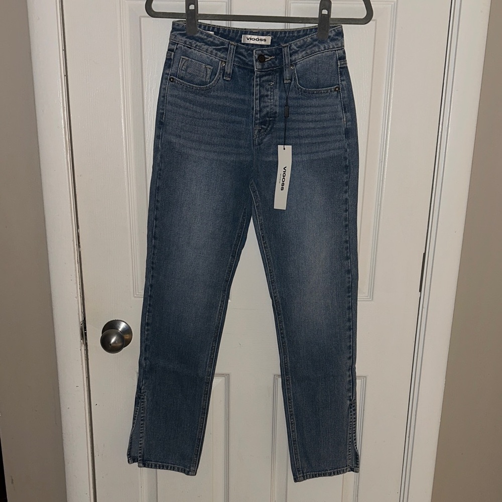 BNWT 🔥 Vigoss Blue Straight Leg Jeans with Slit